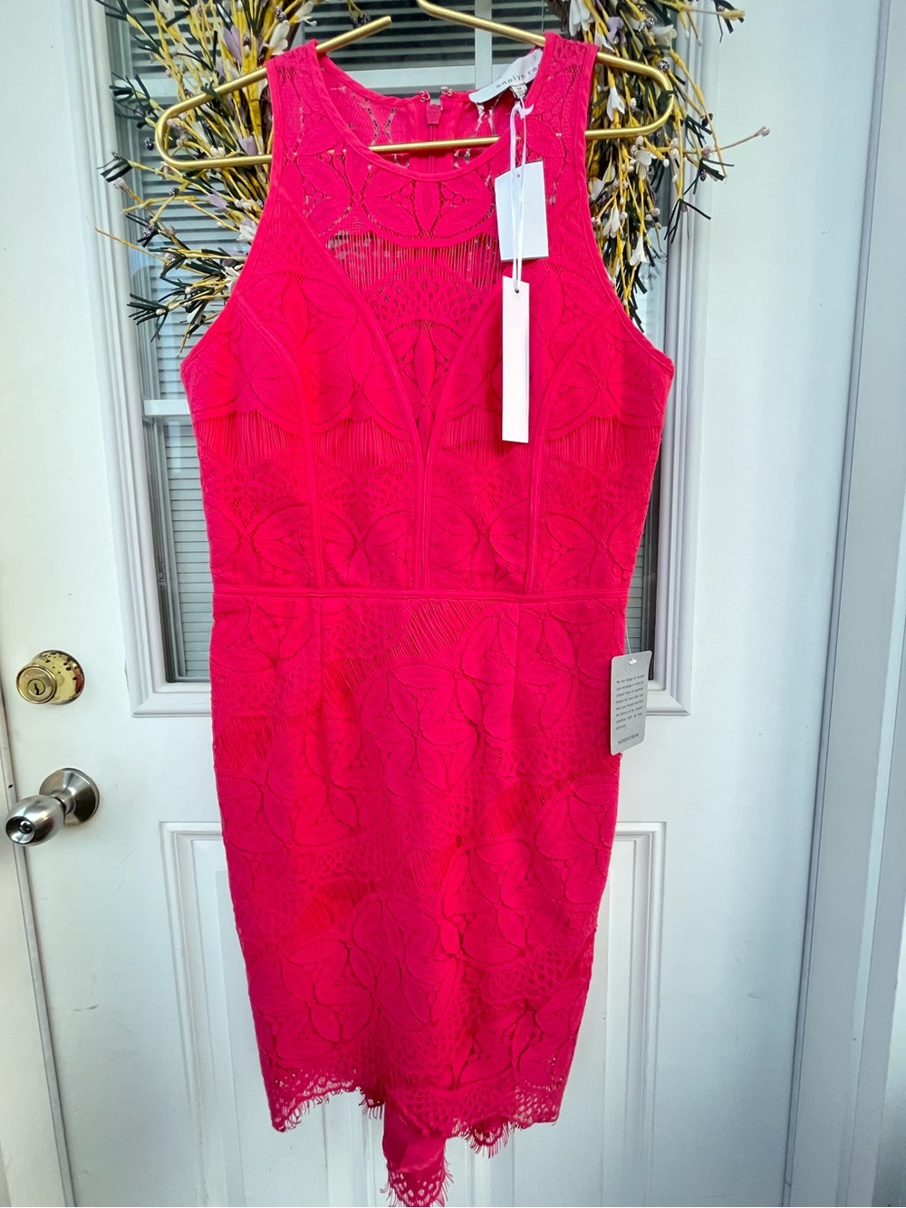 Adelyn Rae Fuchsia Lace Sheath Dress - Sleeveless Cocktail Dress